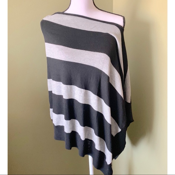 Kerisma Eden Poncho Black and Grey Stripes - Picture 2 of 4